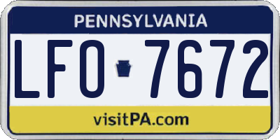 PA license plate LFO7672