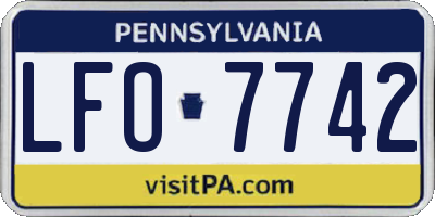 PA license plate LFO7742