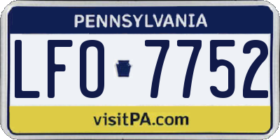 PA license plate LFO7752