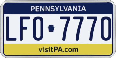PA license plate LFO7770