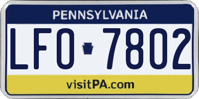 PA license plate LFO7802