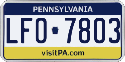 PA license plate LFO7803