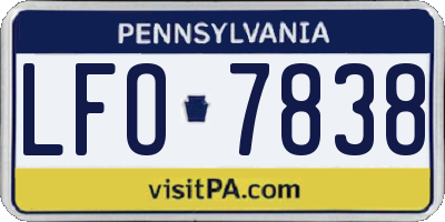 PA license plate LFO7838