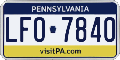 PA license plate LFO7840