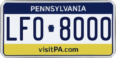 PA license plate LFO8000