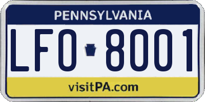 PA license plate LFO8001