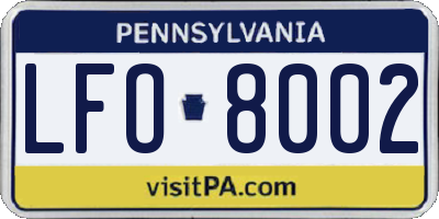 PA license plate LFO8002