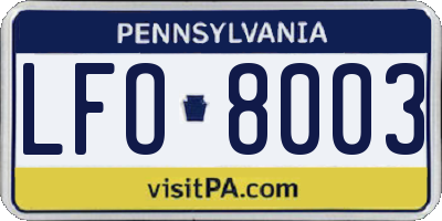 PA license plate LFO8003