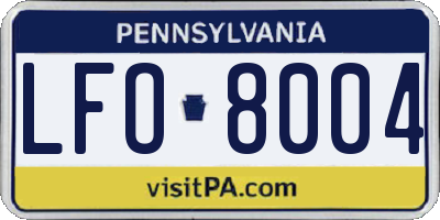 PA license plate LFO8004