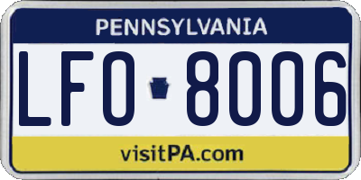 PA license plate LFO8006