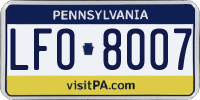 PA license plate LFO8007
