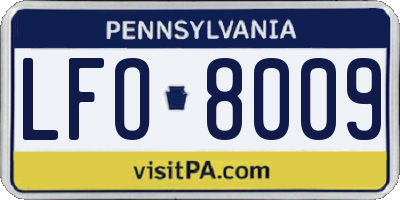 PA license plate LFO8009