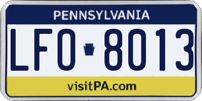 PA license plate LFO8013