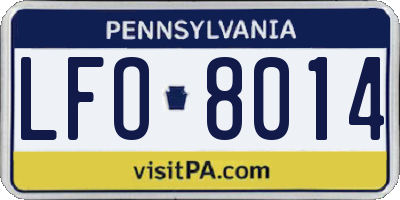 PA license plate LFO8014