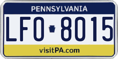 PA license plate LFO8015