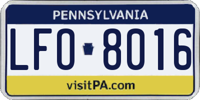 PA license plate LFO8016