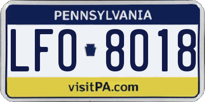 PA license plate LFO8018
