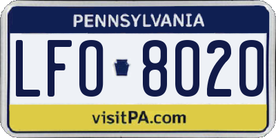 PA license plate LFO8020