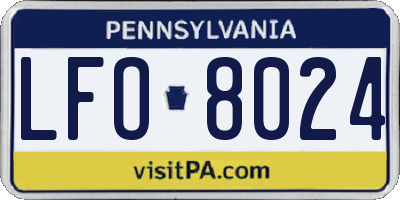PA license plate LFO8024