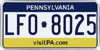 PA license plate LFO8025