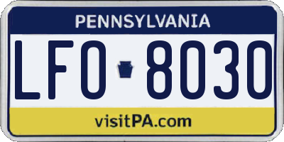 PA license plate LFO8030
