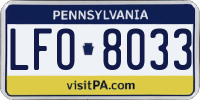 PA license plate LFO8033