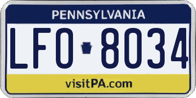 PA license plate LFO8034