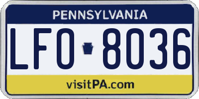 PA license plate LFO8036