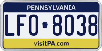 PA license plate LFO8038