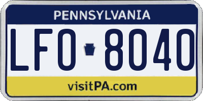 PA license plate LFO8040