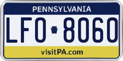 PA license plate LFO8060
