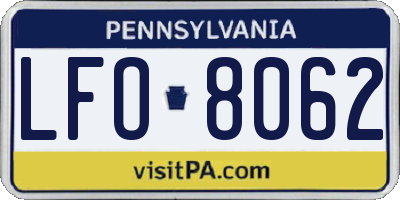 PA license plate LFO8062