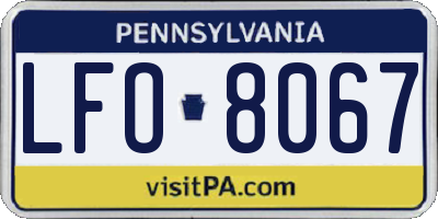 PA license plate LFO8067