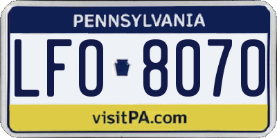 PA license plate LFO8070