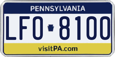 PA license plate LFO8100