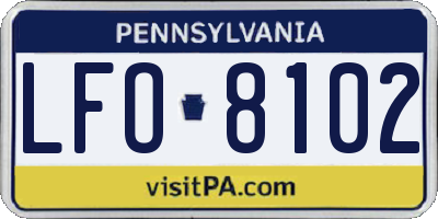 PA license plate LFO8102