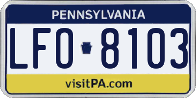 PA license plate LFO8103