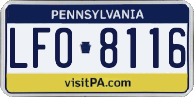PA license plate LFO8116