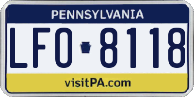PA license plate LFO8118