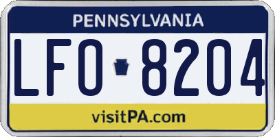PA license plate LFO8204