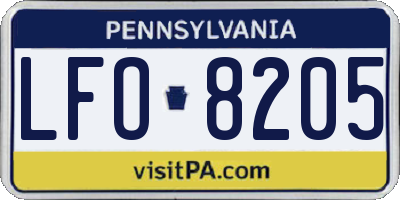 PA license plate LFO8205
