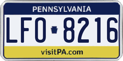 PA license plate LFO8216