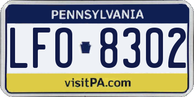 PA license plate LFO8302