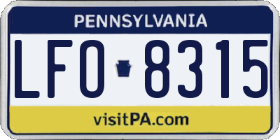 PA license plate LFO8315