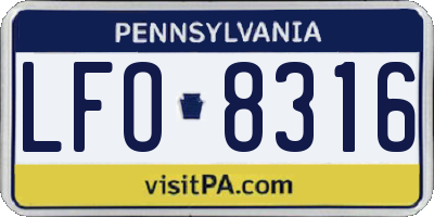 PA license plate LFO8316
