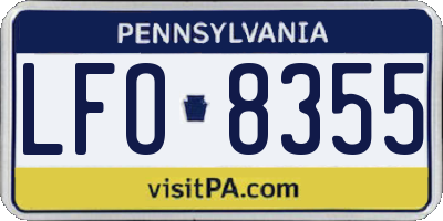PA license plate LFO8355