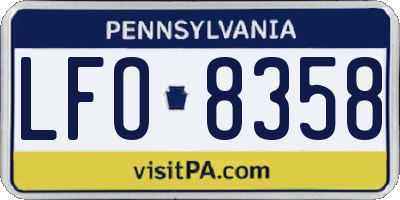 PA license plate LFO8358