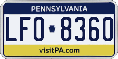 PA license plate LFO8360