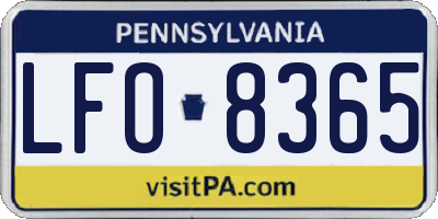 PA license plate LFO8365