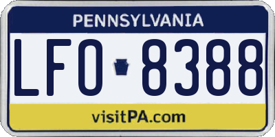 PA license plate LFO8388